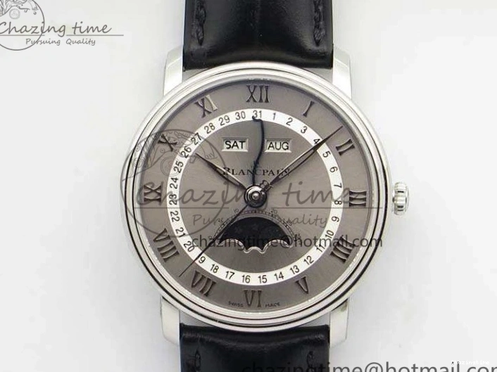 0311 MultiPurpose Villeret 6654 SS Complicated Function OMF 1:1 Best Edition White Dial on Black Leather Strap A6654 V 7901